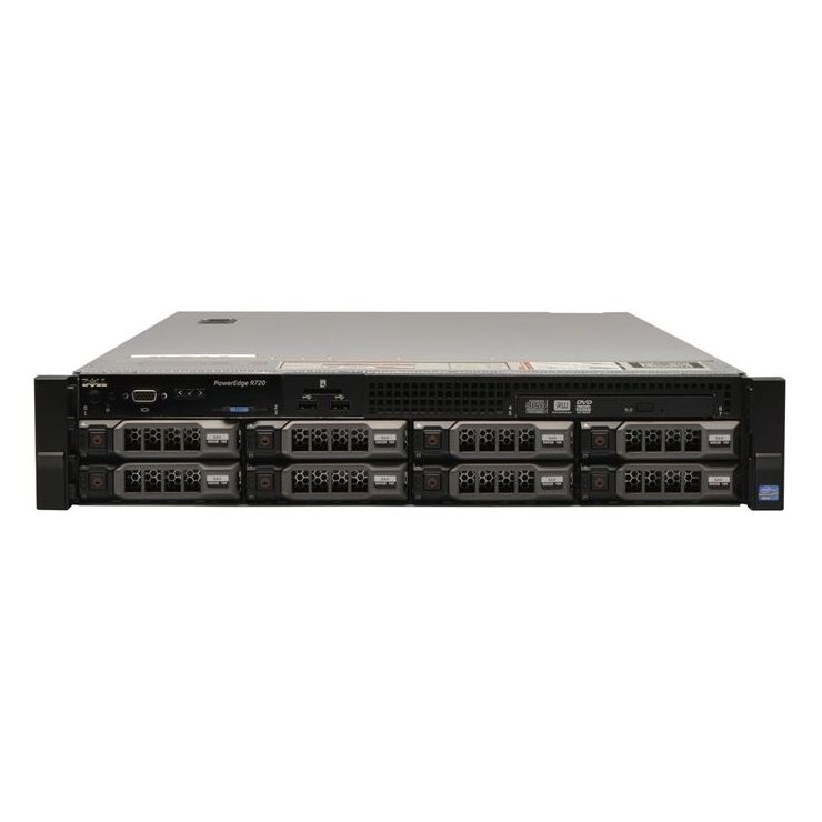 Server DELL PowerEdge R720, 2 x Intel OCTA Core Xeon E5-2670 2.60 GHz, 32GB DDR3 ECC, RAID PERC H710, 2 x PSU, Front bezel, GARANTIE 2 ANI