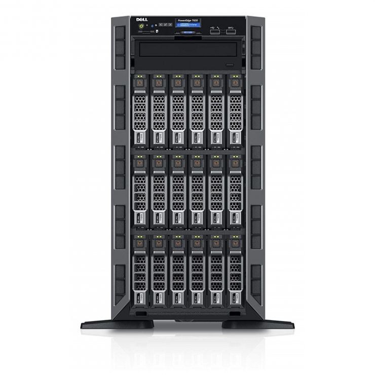 Server DELL PowerEdge T630, 2 x Intel DECA Core Xeon E5-2650 v3 2.30 GHz, 64GB DDR4 ECC, 18 x 2TB HDD SAS, RAID PERC H730, 2 x PSU, GARANTIE 2 ANI