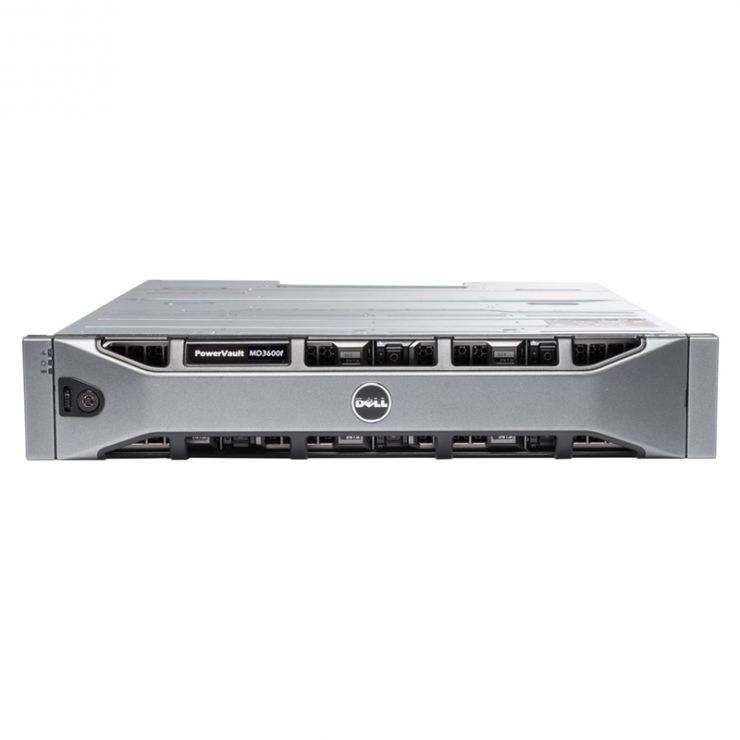 Storage DELL PowerVault MD3620f, 12 x 600GB HDD SAS 10k, 2 x Controller FC 8Gbps, 2 x PSU, Front bezel, Rail kit