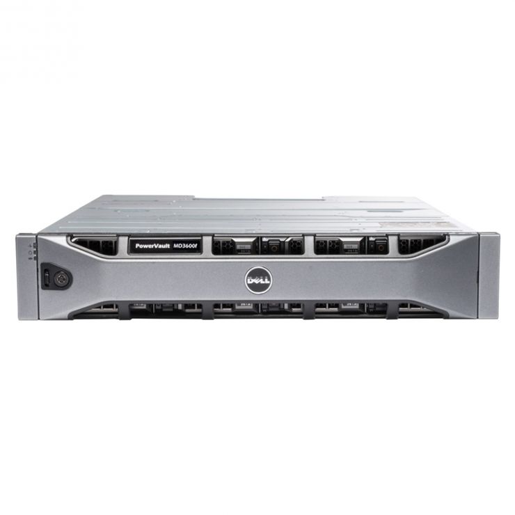 Storage Refurbished DELL PowerVault MD3620f, 24 x 600GB HDD SAS 15k, 2 x Controller FC 8Gbps, 2 x PSU, Front bezel, Rail kit